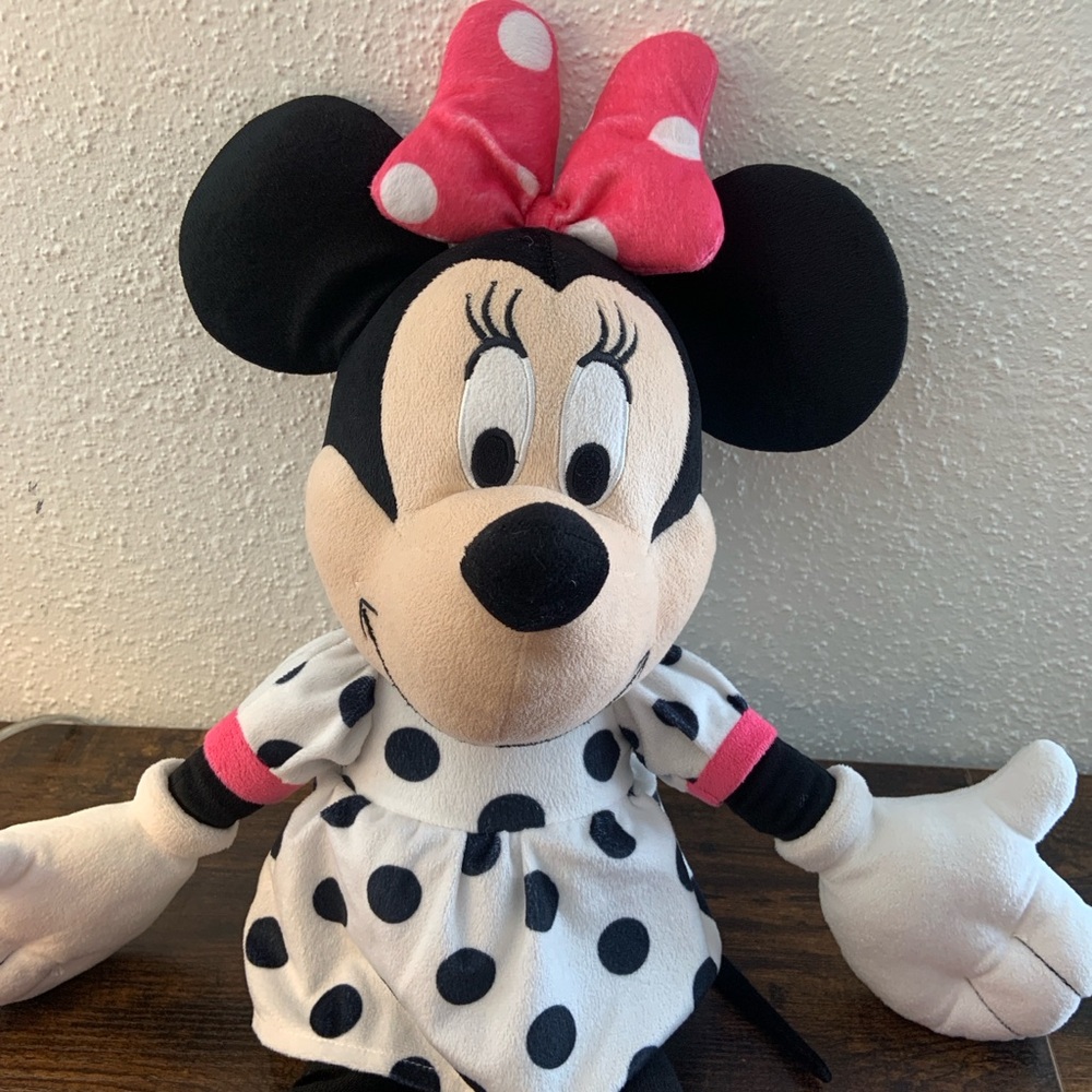 Disney Minnie Mouse Plush with Pink Bow and Polka Dot Dress - Picture 1 of 5